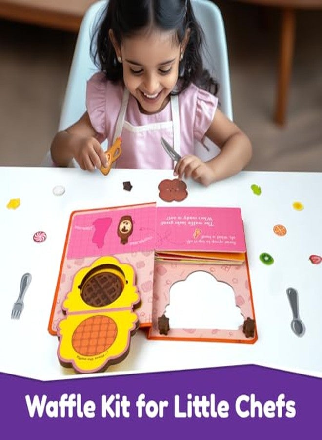 Bloomingo Pretend Play Kit - Who Wants Waffles : Interactive Kitchen Set with 20+ Pieces | Set Up Your Waffel Cart & Make 100's of Waffles with Our Recepie Book | Birthday Gifts for Kids Age 3-7 - Image 4